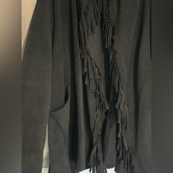 WomanWithin- Black Fringe Cardigan 1X - Picture 2 of 5